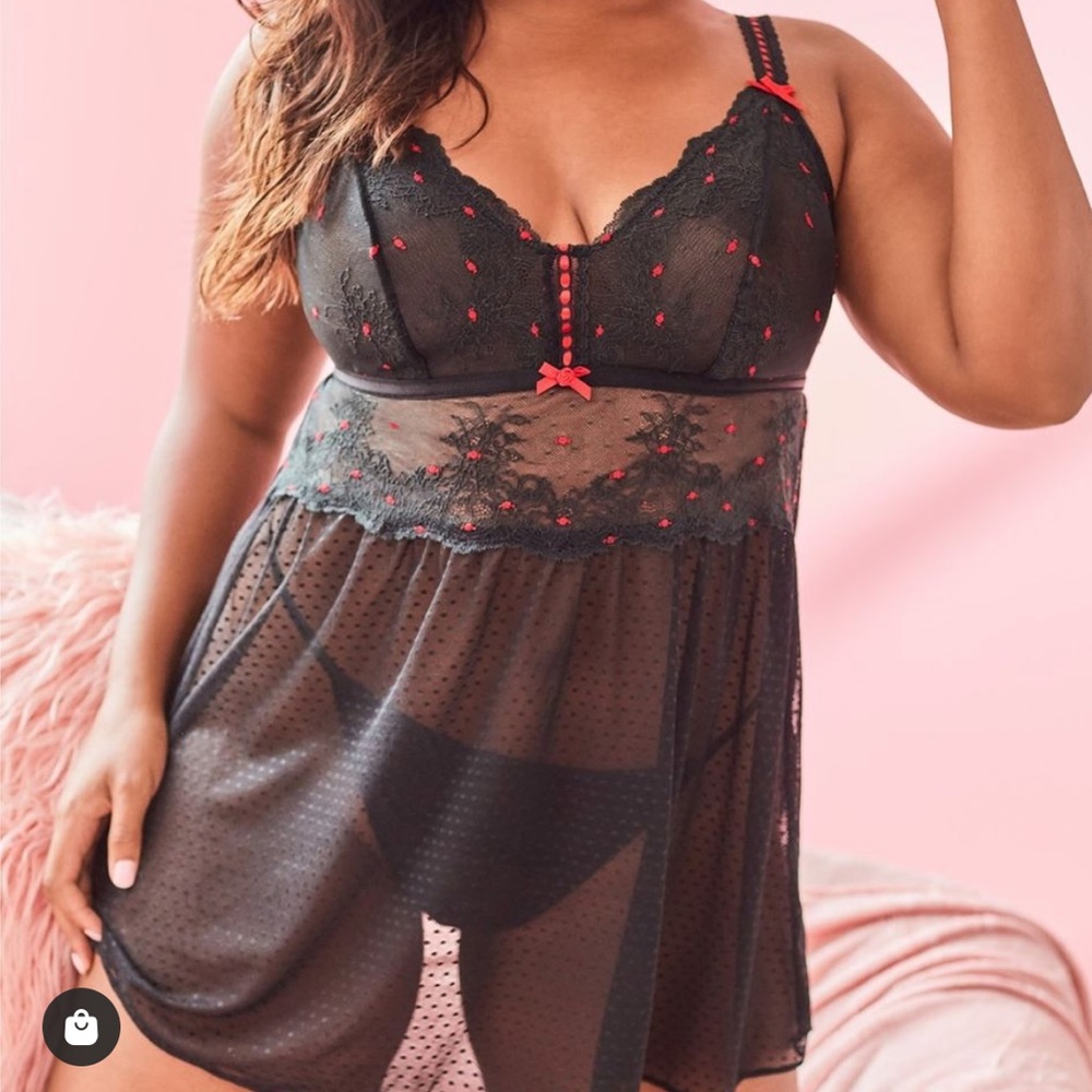 Spot Mesh & Lace Babydoll